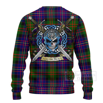 Chalmers Tartan Ugly Sweater with Family Crest Celtic Skull Style - Tartan Vibes Clothing