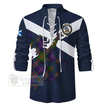 Chalmers Tartan Lion Rampant Ghillie Kilt Shirt Proudly Display Your Heritage with Alba Gu Brath and Clan Name - Tartan Vibes Clothing