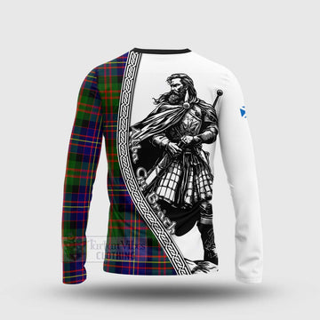 Chalmers Tartan Clan Crest Long Sleeve T-Shirt with Highlander Warrior Celtic Style - Tartan Vibes Clothing
