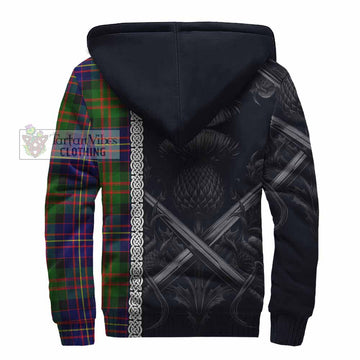 Chalmers Tartan Sherpa Hoodie with Family Crest Cross Sword Thistle Celtic Vibes - Tartan Vibes Clothing
