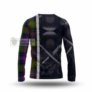 Chalmers Tartan Long Sleeve T-Shirt with Family Crest Cross Sword Thistle Celtic Vibes - Tartan Vibes Clothing