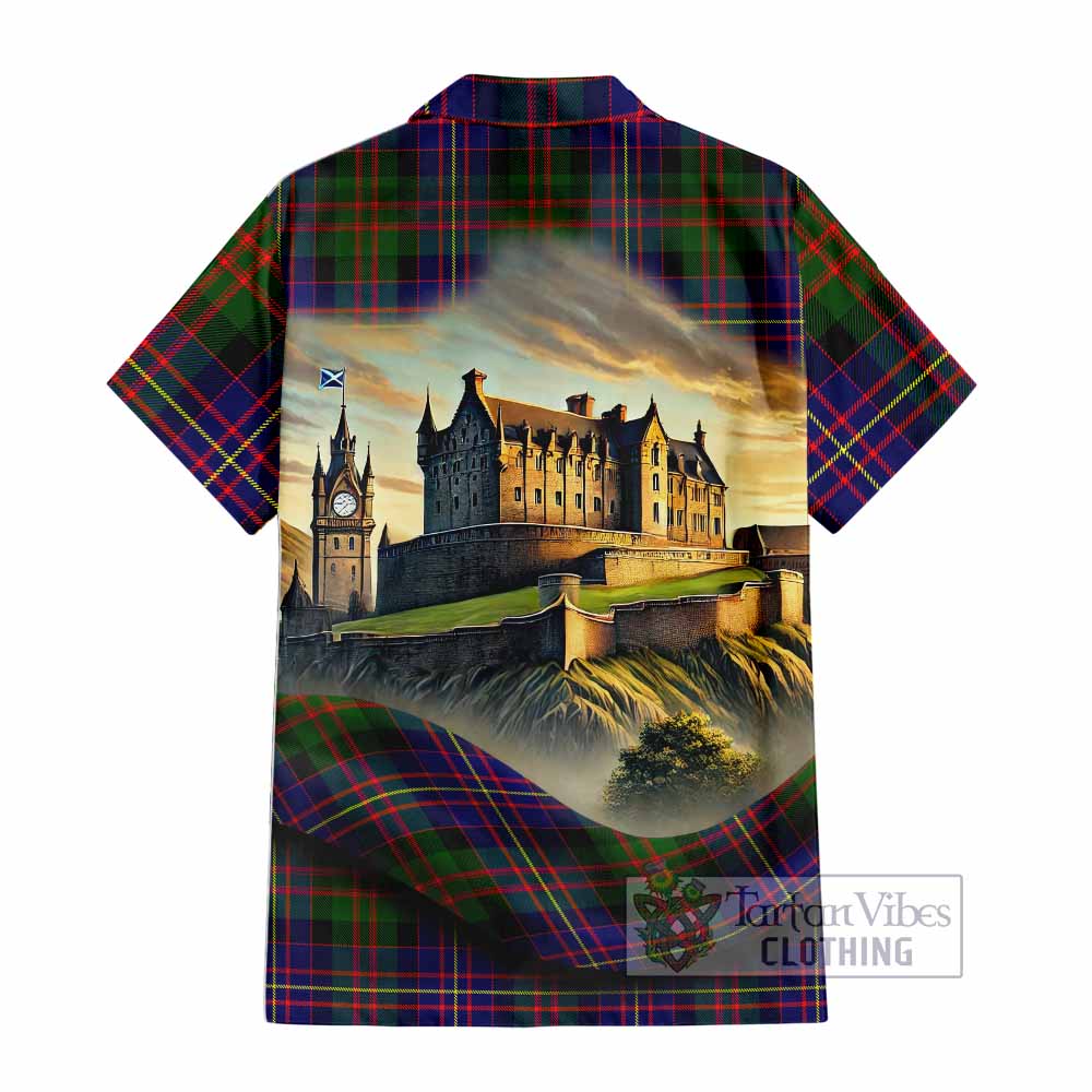 Chalmers Tartan Family Crest Hawaiian Shirt with Scottish Ancient Castle Style - Tartan Vibes Clothing
