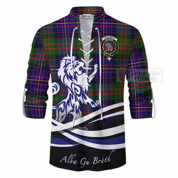 Chalmers Tartan Ghillie Kilt Shirt with Alba Gu Brath Regal Lion Emblem - Tartan Vibes Clothing