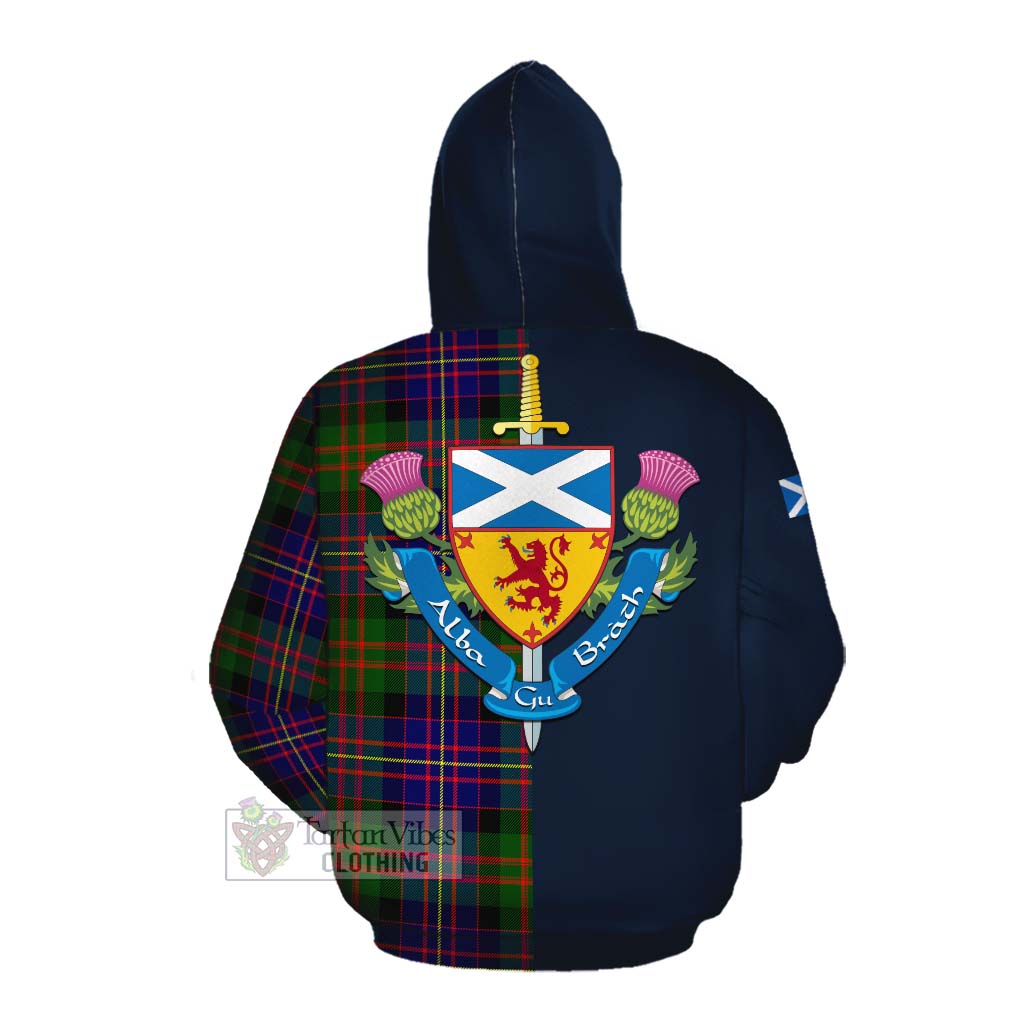 Chalmers Tartan Cotton Hoodie Alba with Scottish Lion Royal Arm Half Style Pullover Hoodie - Tartan Vibes Clothing