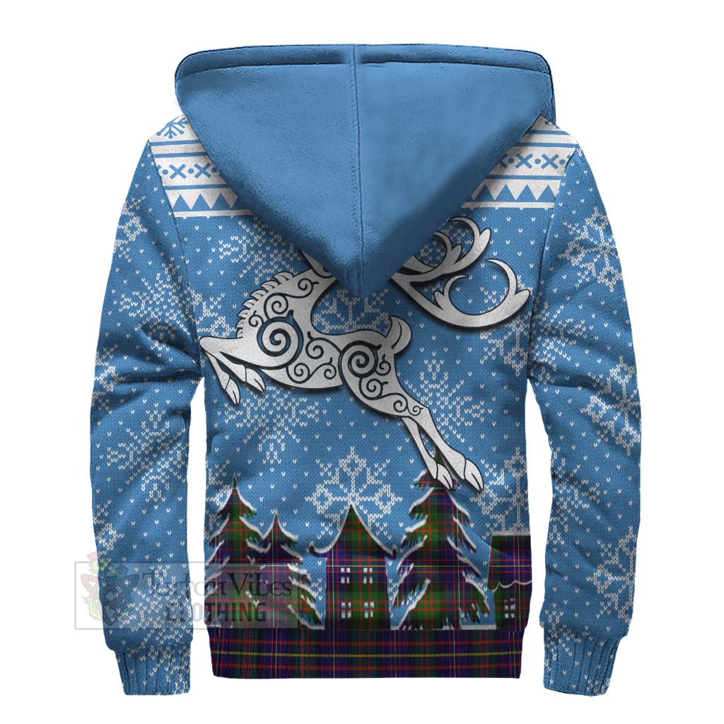Tartan Vibes Clothing Chalmers Clan Christmas Sherpa Hoodie Celtic Reindeer Style