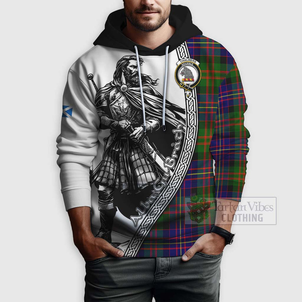 Chalmers Tartan Clan Crest Hoodie with Highlander Warrior Celtic Style - Tartan Vibes Clothing