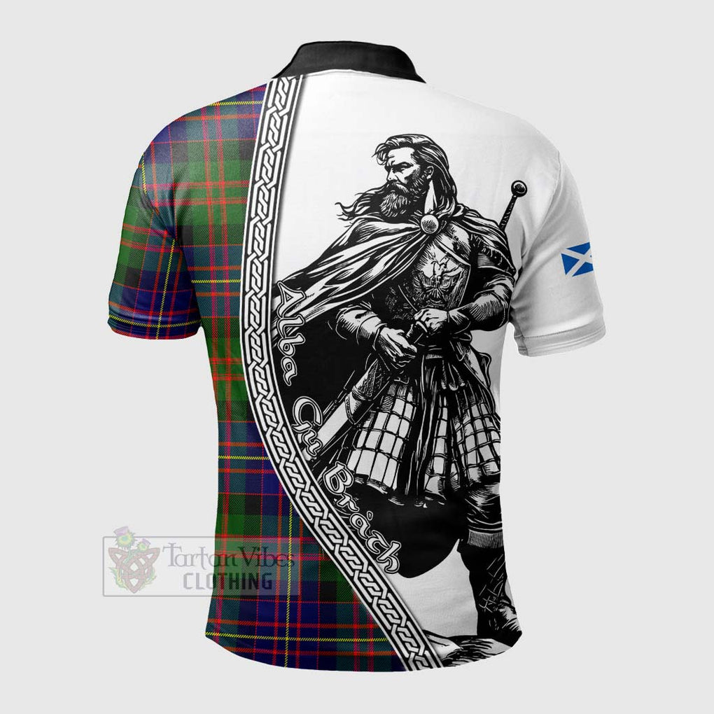 Chalmers Tartan Clan Crest Polo Shirt with Highlander Warrior Celtic Style - Tartan Vibes Clothing