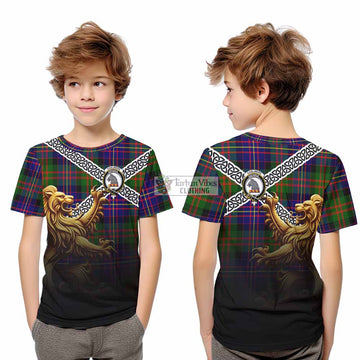Chalmers Crest Tartan Kid T-Shirt with Golden Lion Emblem Celtic Style - Tartan Vibes Clothing