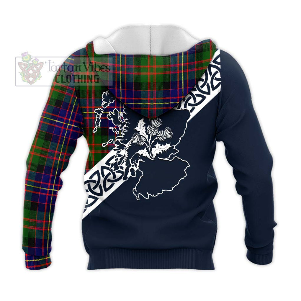 Chalmers Tartan Knitted Hoodie Featuring Thistle and Scotland Map - Tartan Vibes Clothing