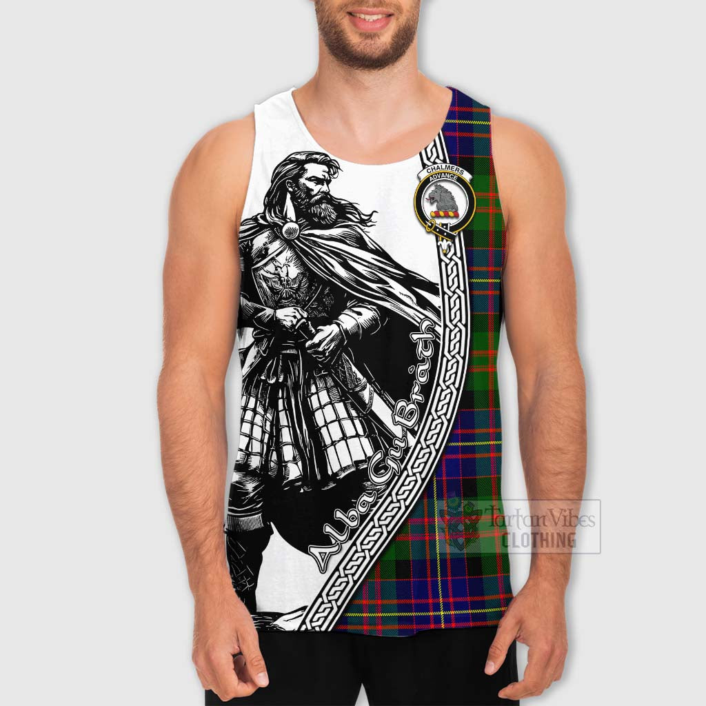 Chalmers Tartan Clan Crest Men's Tank Top with Highlander Warrior Celtic Style - Tartan Vibes Clothing