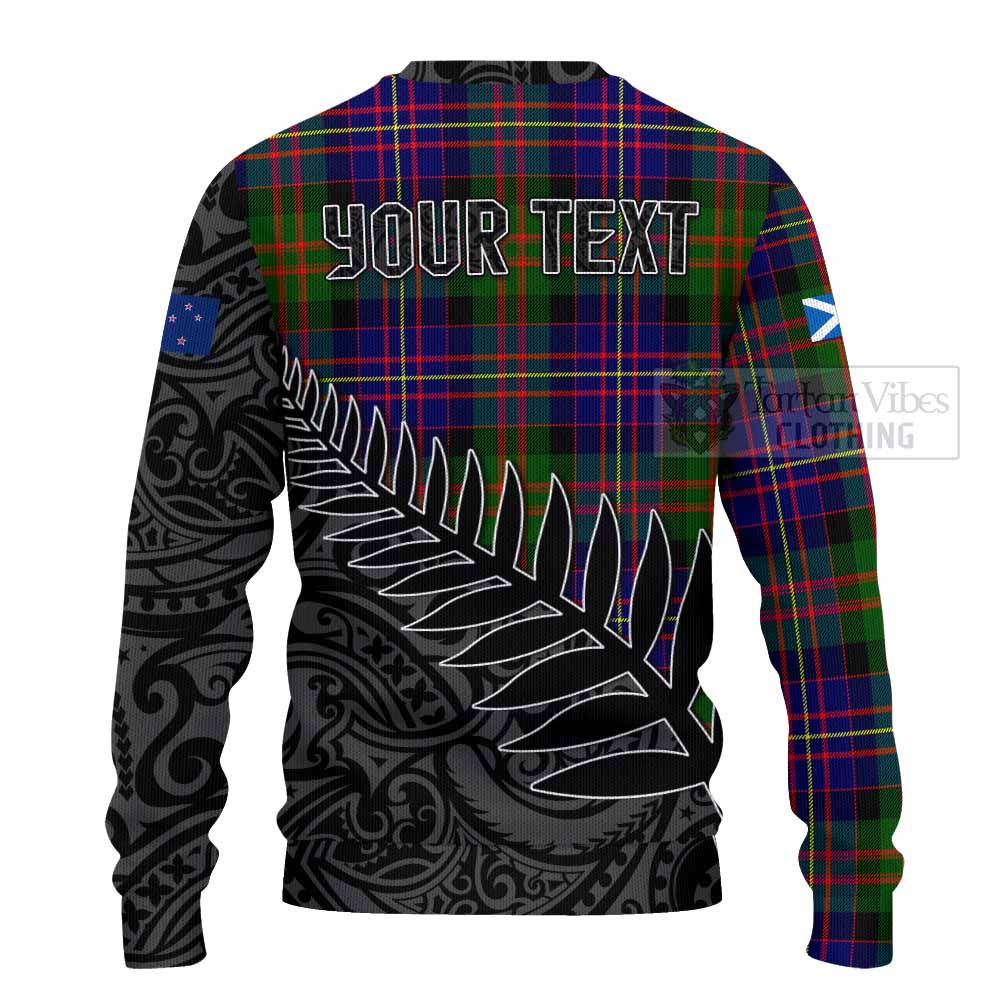 Chalmers Crest Tartan Knitted Sweater with New Zealand Silver Fern Half Style - Tartan Vibes Clothing