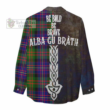Chalmers Tartan Family Crest Women's Casual Shirt Alba Gu Brath Be Brave Lion Ancient Style - Tartan Vibes Clothing