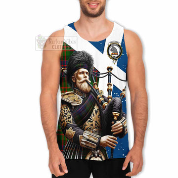 Chalmers Tartan Men's Tank Top with Family Crest Scottish Bagpiper Vibes - Tartan Vibes Clothing