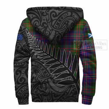 Tartan Vibes Clothing Chalmers Crest Tartan Sherpa Hoodie with New Zealand Silver Fern Half Style