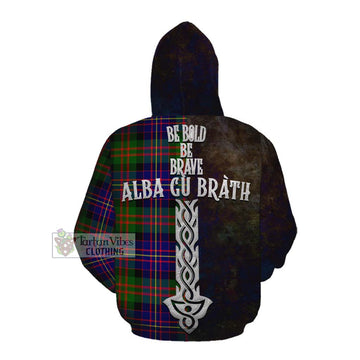 Chalmers Tartan Family Crest Cotton Hoodie Alba Gu Brath Be Brave Lion Ancient Style