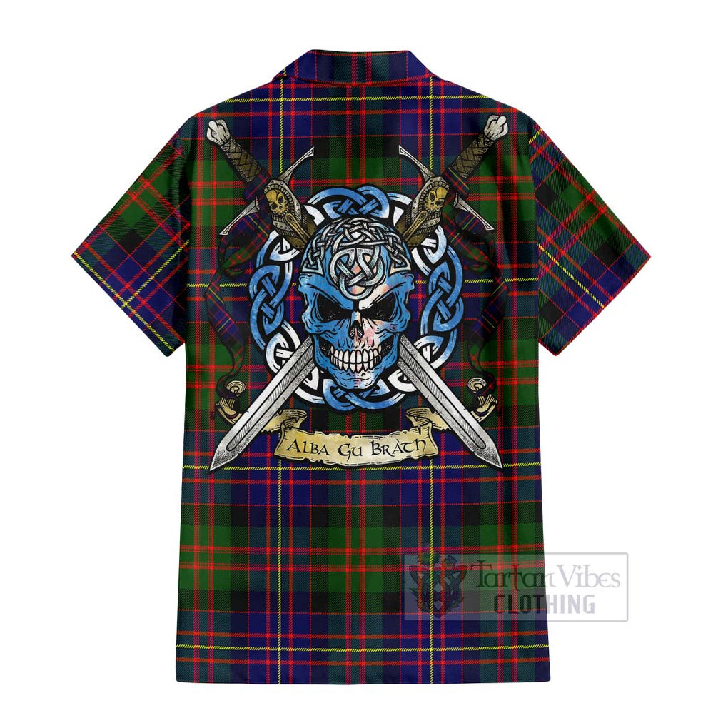 Chalmers Tartan Hawaiian Shirt with Family Crest Celtic Skull Style - Tartan Vibes Clothing