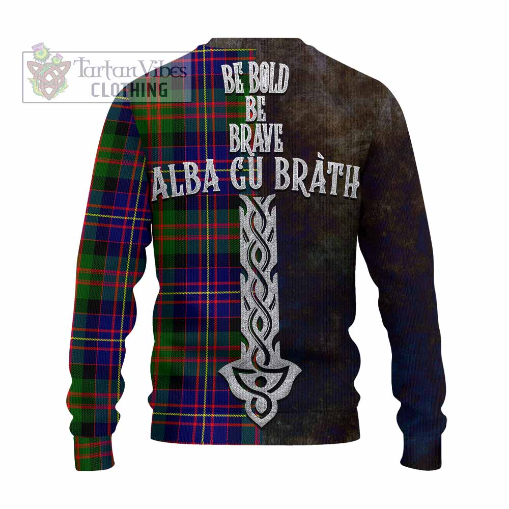 Chalmers Tartan Family Crest Knitted Sweater Alba Gu Brath Be Brave Lion Ancient Style - Tartan Vibes Clothing