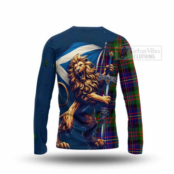 Chalmers Tartan Family Crest Long Sleeve T-Shirt with Scottish Majestic Lion - Tartan Vibes Clothing