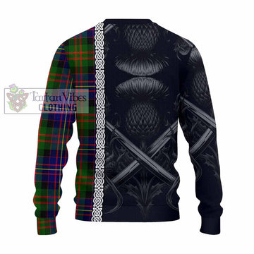 Chalmers Tartan Knitted Sweater with Family Crest Cross Sword Thistle Celtic Vibes - Tartan Vibes Clothing