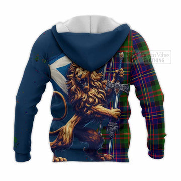 Chalmers Tartan Family Crest Knitted Hoodie with Scottish Majestic Lion - Tartan Vibes Clothing
