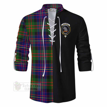 Chalmers Tartan Ghillie Kilt Shirt with Family Crest and Half Of Me Style - Tartan Vibes Clothing