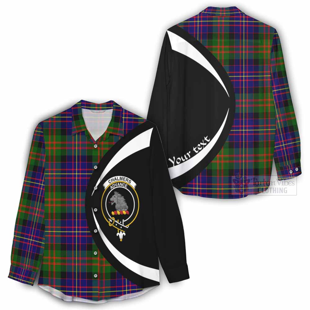 Chalmers Tartan Women's Casual Shirt with Family Crest Circle Style - Tartan Vibes Clothing
