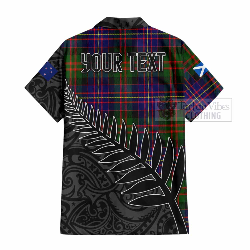 Tartan Vibes Clothing Chalmers Crest Tartan Short Sleeve Button Shirt with New Zealand Silver Fern Half Style