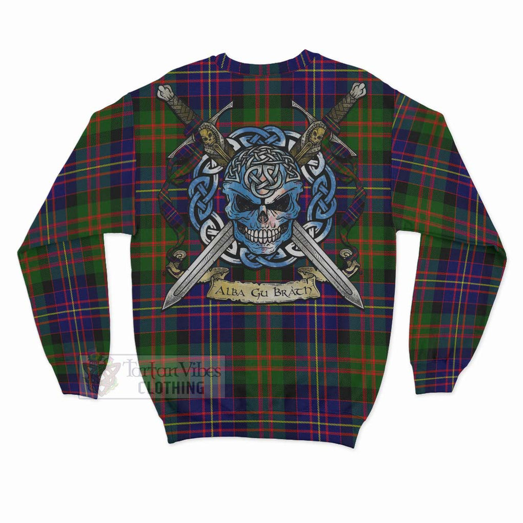 Chalmers Tartan Sweatshirt with Family Crest Celtic Skull Style - Tartan Vibes Clothing