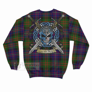 Chalmers Tartan Sweatshirt with Family Crest Celtic Skull Style - Tartan Vibes Clothing