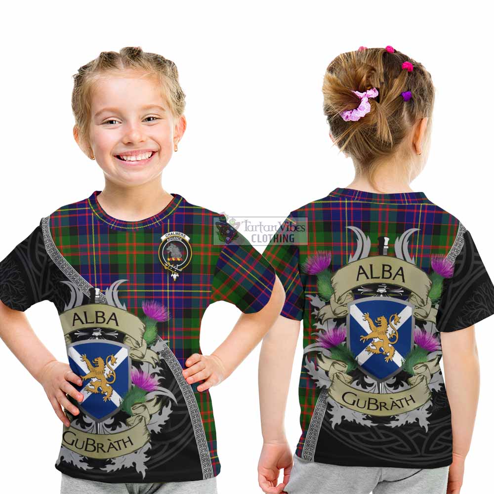 Chalmers Tartan Family Crest Kid T-Shirt Lion Rampant Royal Thistle Shield Celtic Inspired - Tartan Vibes Clothing