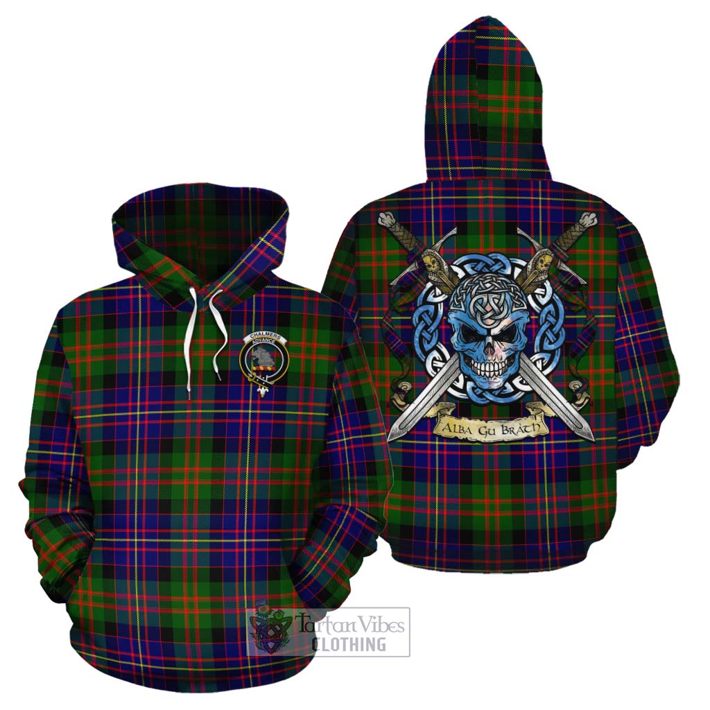 Chalmers Tartan Cotton Hoodie with Family Crest Celtic Skull Style Zip Hoodie - Tartan Vibes Clothing