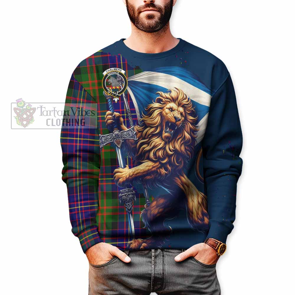 Chalmers Tartan Family Crest Sweatshirt with Scottish Majestic Lion - Tartan Vibes Clothing