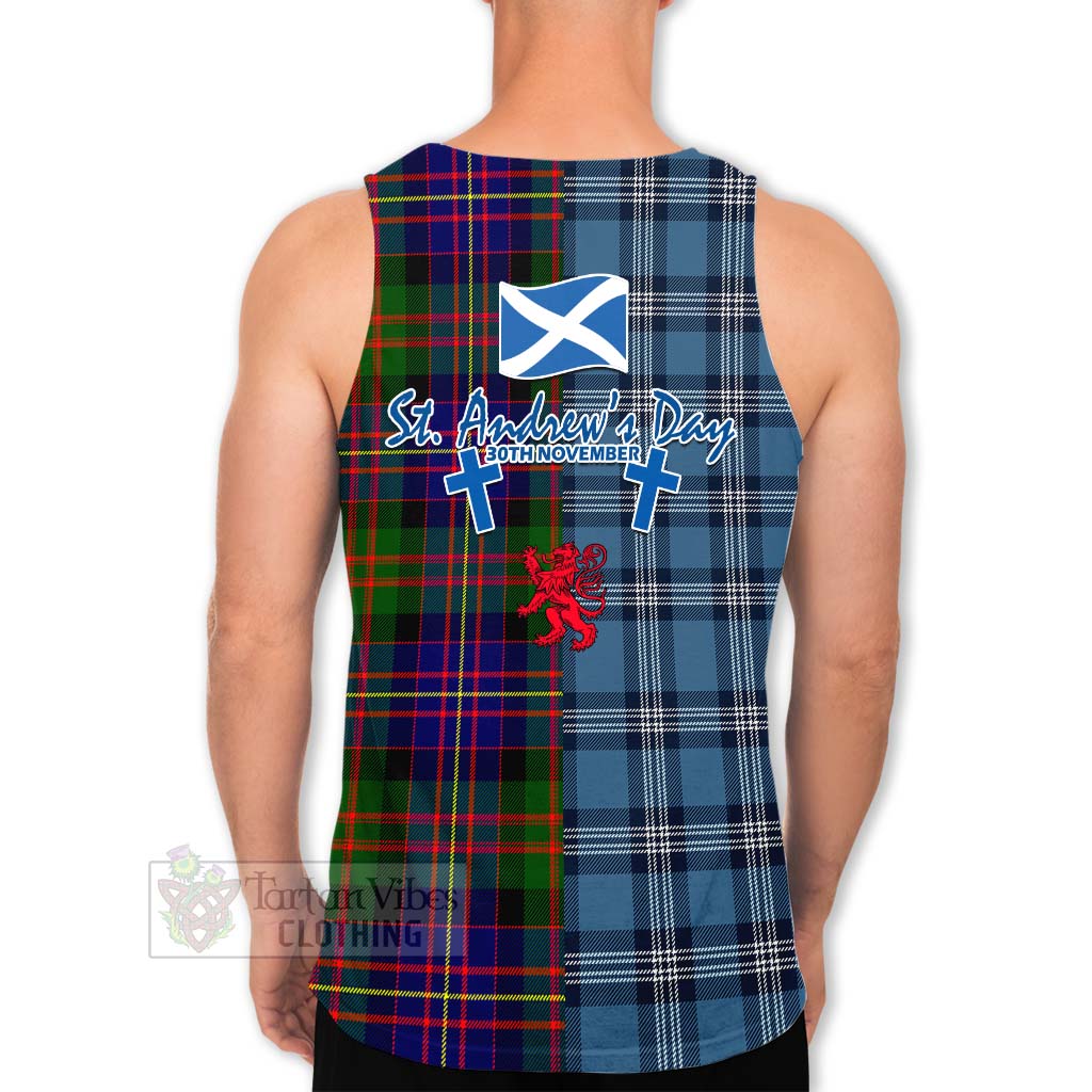Chalmers Tartan Men's Tank Top Happy St. Andrew's Day Half Tartan Style - Tartan Vibes Clothing