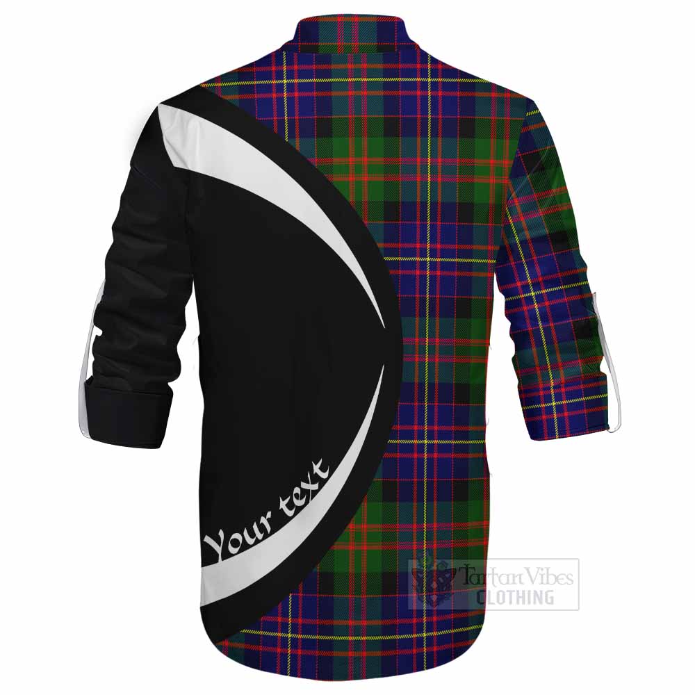 Chalmers Tartan Ghillie Kilt Shirt with Family Crest Circle Style - Tartan Vibes Clothing