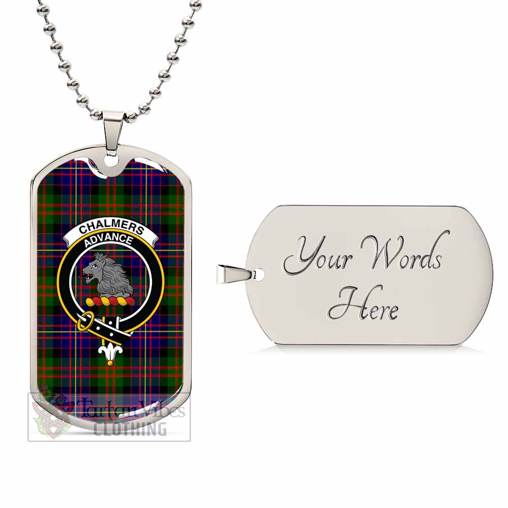 Chalmers Tartan Dog Tag Necklace with Family Crest Silver Yes - Tartan Vibes Clothing