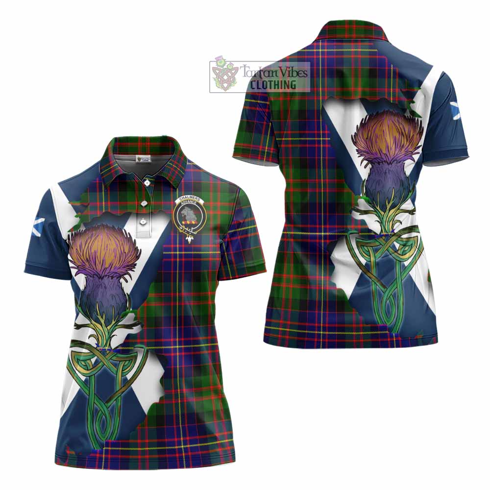 Chalmers Tartan Family Crest Women's Polo Shirt Scottish Thistle Celtic Inspired - Tartan Vibes Clothing