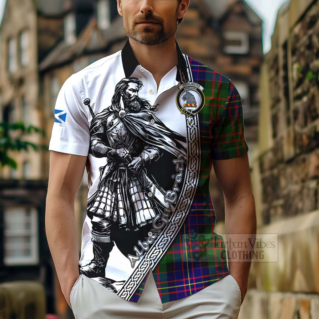 Chalmers Tartan Clan Crest Hawaiian Shirt with Highlander Warrior Celtic Style - Tartan Vibes Clothing
