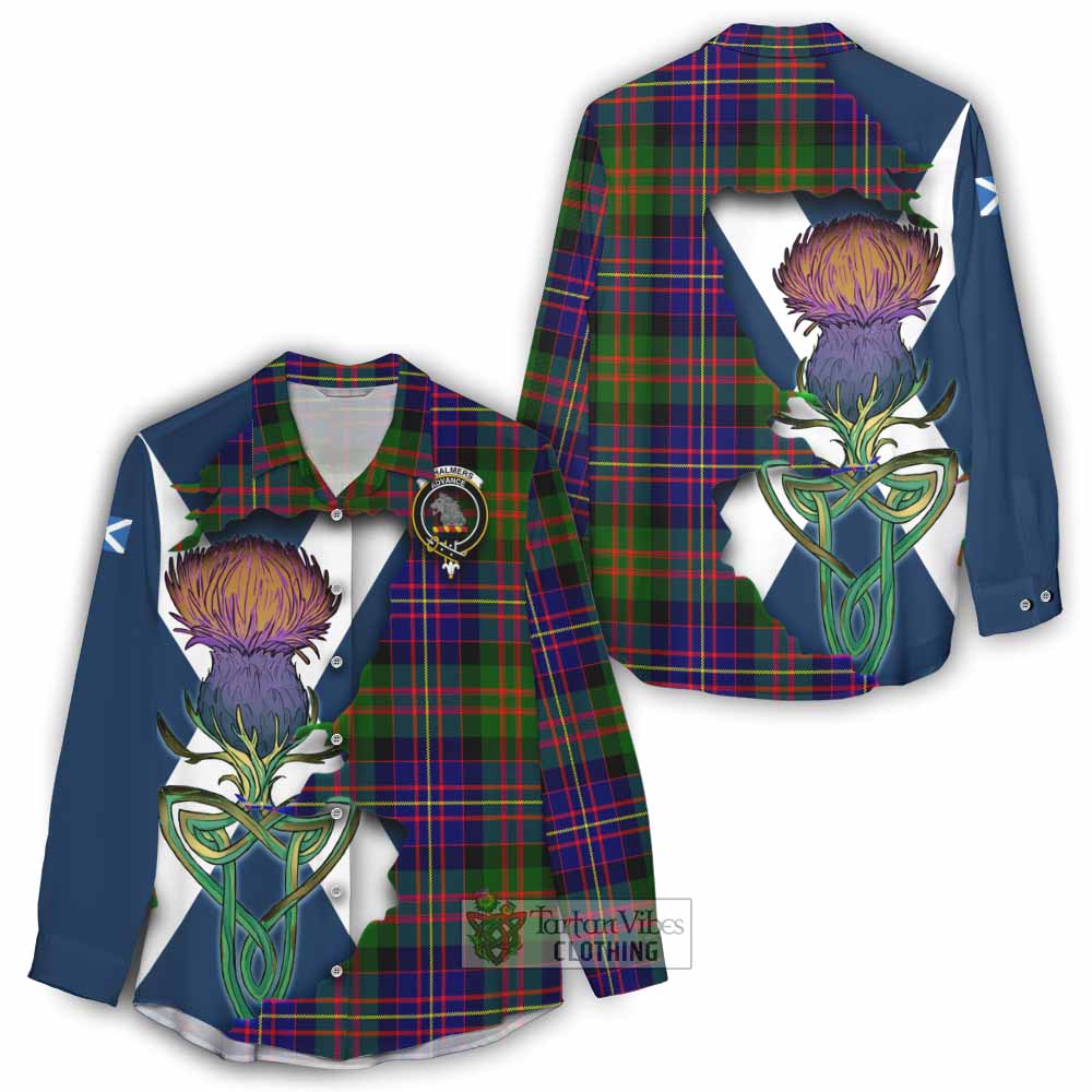 Chalmers Tartan Family Crest Women's Casual Shirt Scottish Thistle Celtic Inspired - Tartan Vibes Clothing
