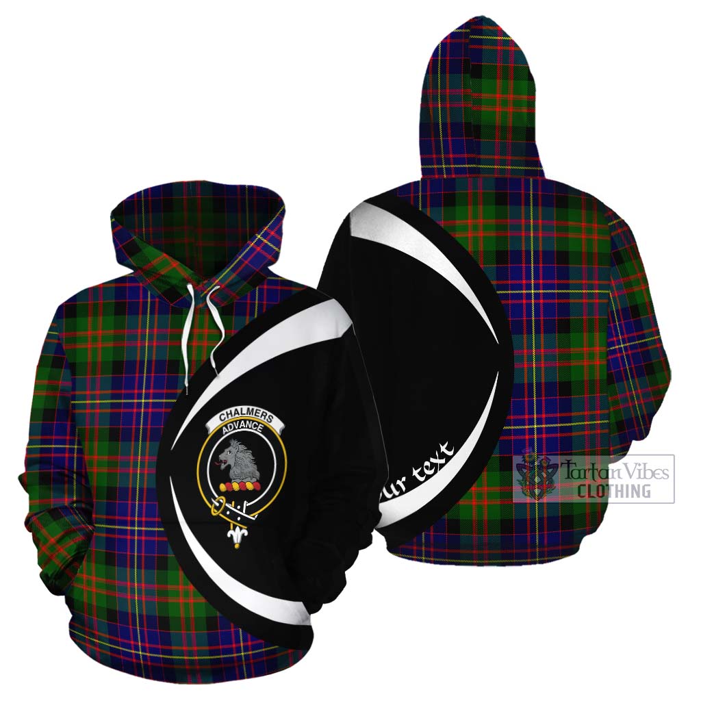 Chalmers Tartan Cotton Hoodie with Family Crest Circle Style Zip Hoodie - Tartan Vibes Clothing