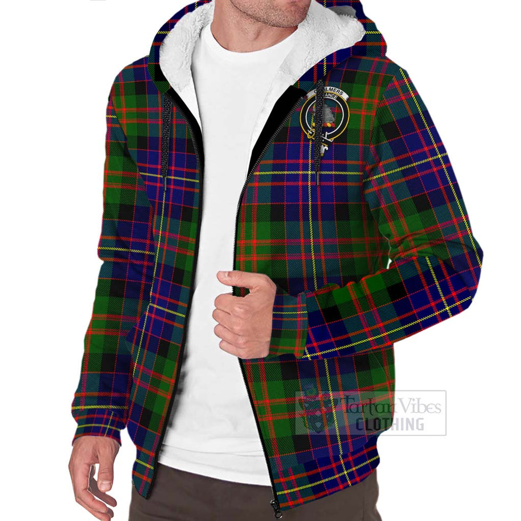 Tartan Vibes Clothing Chalmers Tartan Sherpa Hoodie with Family Crest Celtic Skull Style