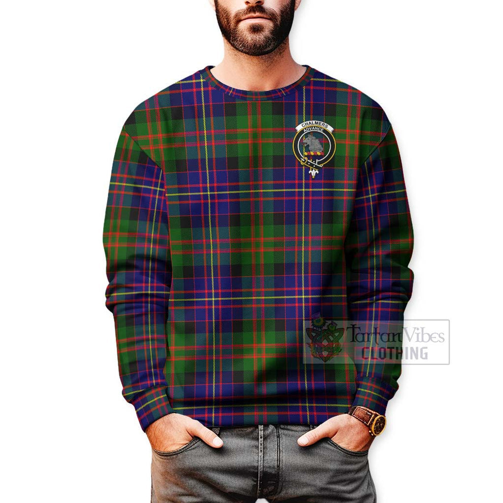 Chalmers Tartan Sweatshirt with Family Crest Celtic Skull Style - Tartan Vibes Clothing
