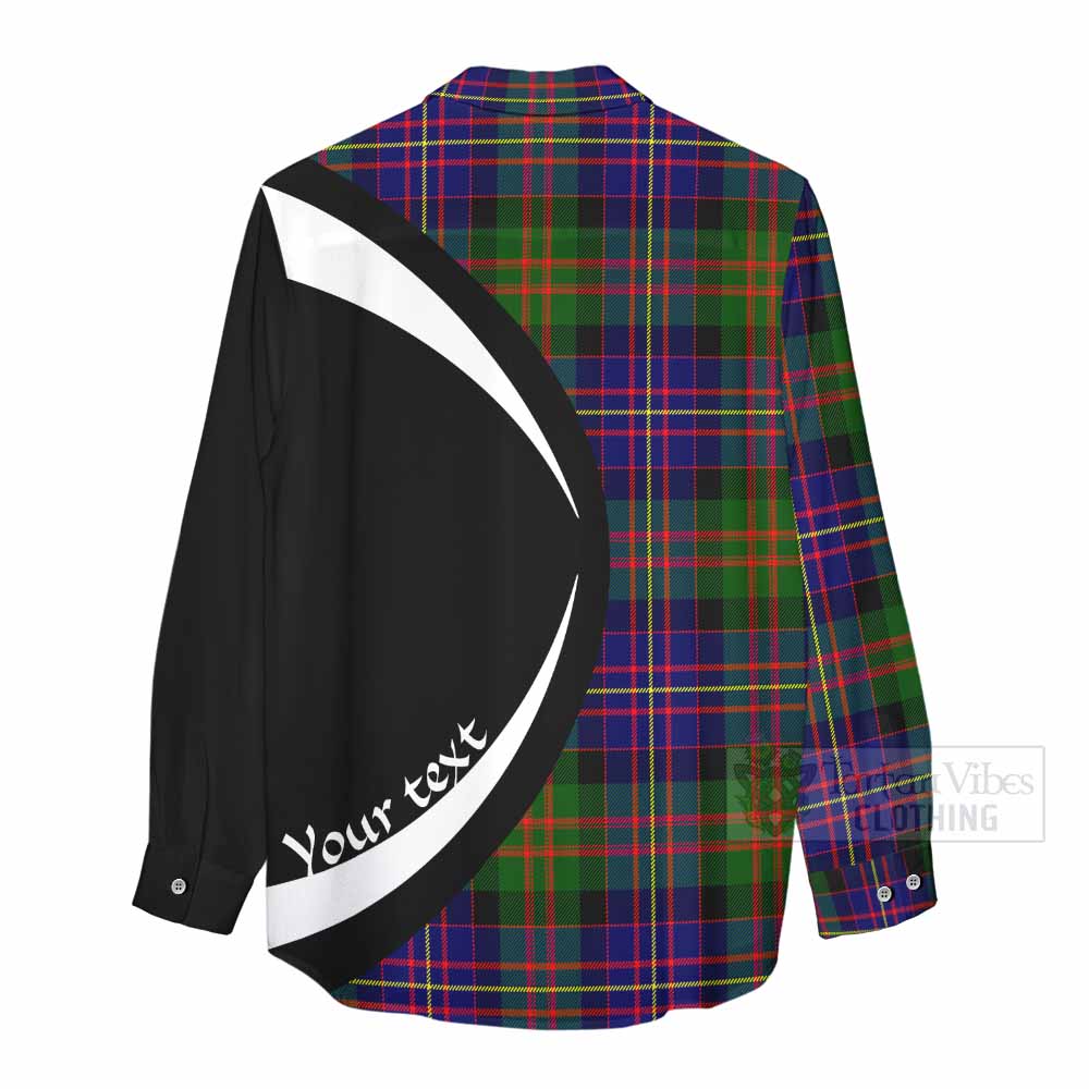 Chalmers Tartan Women's Casual Shirt with Family Crest Circle Style - Tartan Vibes Clothing