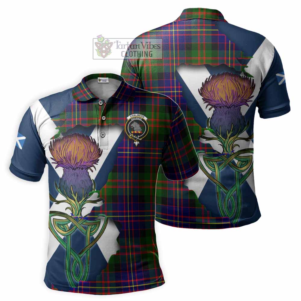 Chalmers Tartan Family Crest Polo Shirt Scottish Thistle Celtic Inspired - Tartan Vibes Clothing