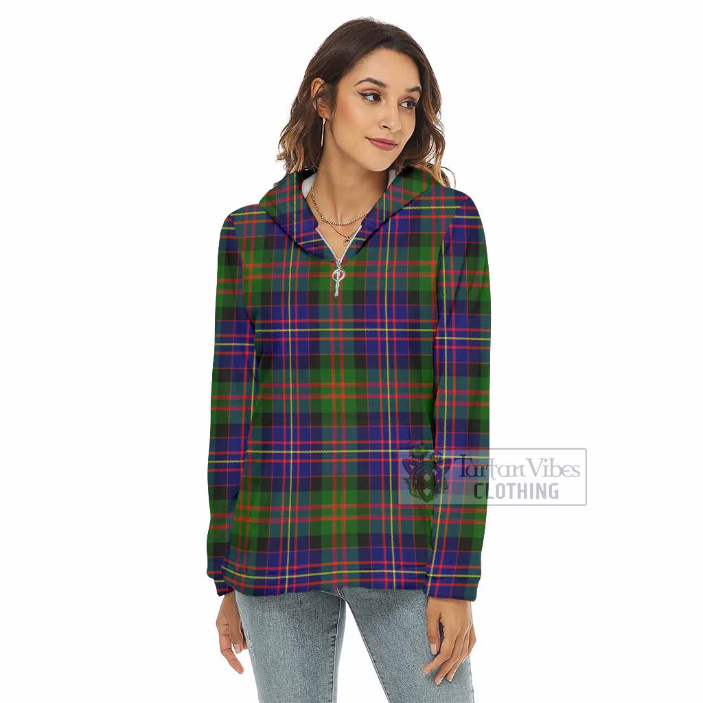 Chalmers Tartan Women's Borg Fleece Hoodie with Half Zip - Tartan Vibes Clothing