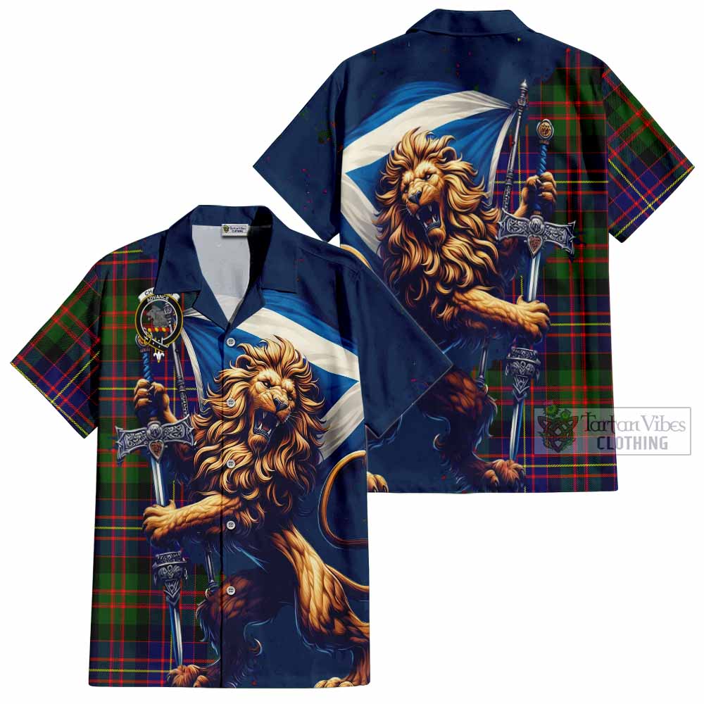 Chalmers Tartan Family Crest Hawaiian Shirt with Scottish Majestic Lion - Tartan Vibes Clothing