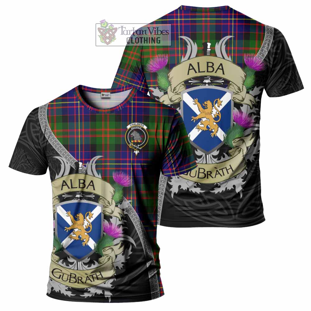 Chalmers Tartan Family Crest T-Shirt Lion Rampant Royal Thistle Shield Celtic Inspired - Tartan Vibes Clothing