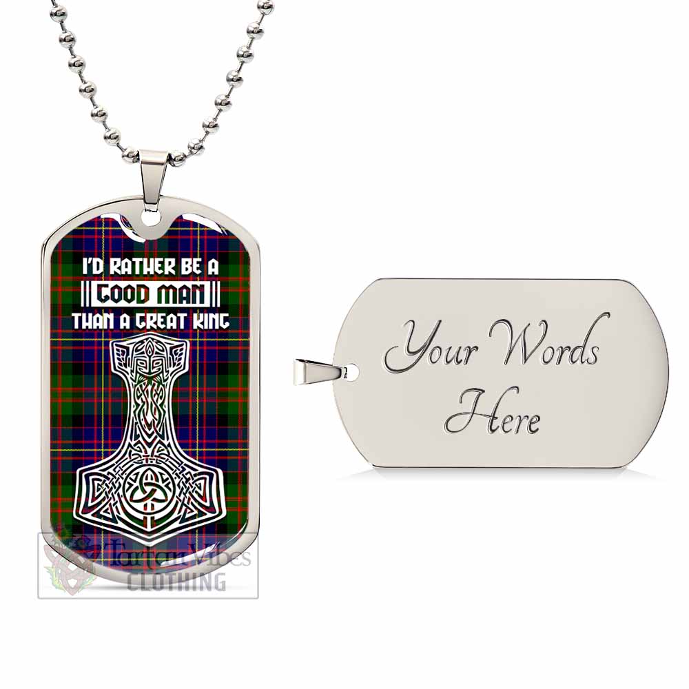 Chalmers Tartan Dog Tag Necklace Viking Mjolnir Style Silver Yes - Tartan Vibes Clothing