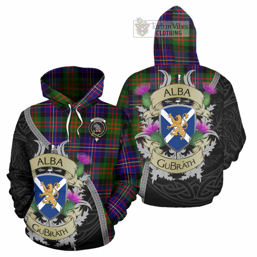 Chalmers Tartan Family Crest Hoodie Lion Rampant Royal Thistle Shield Celtic Inspired - Tartan Vibes Clothing