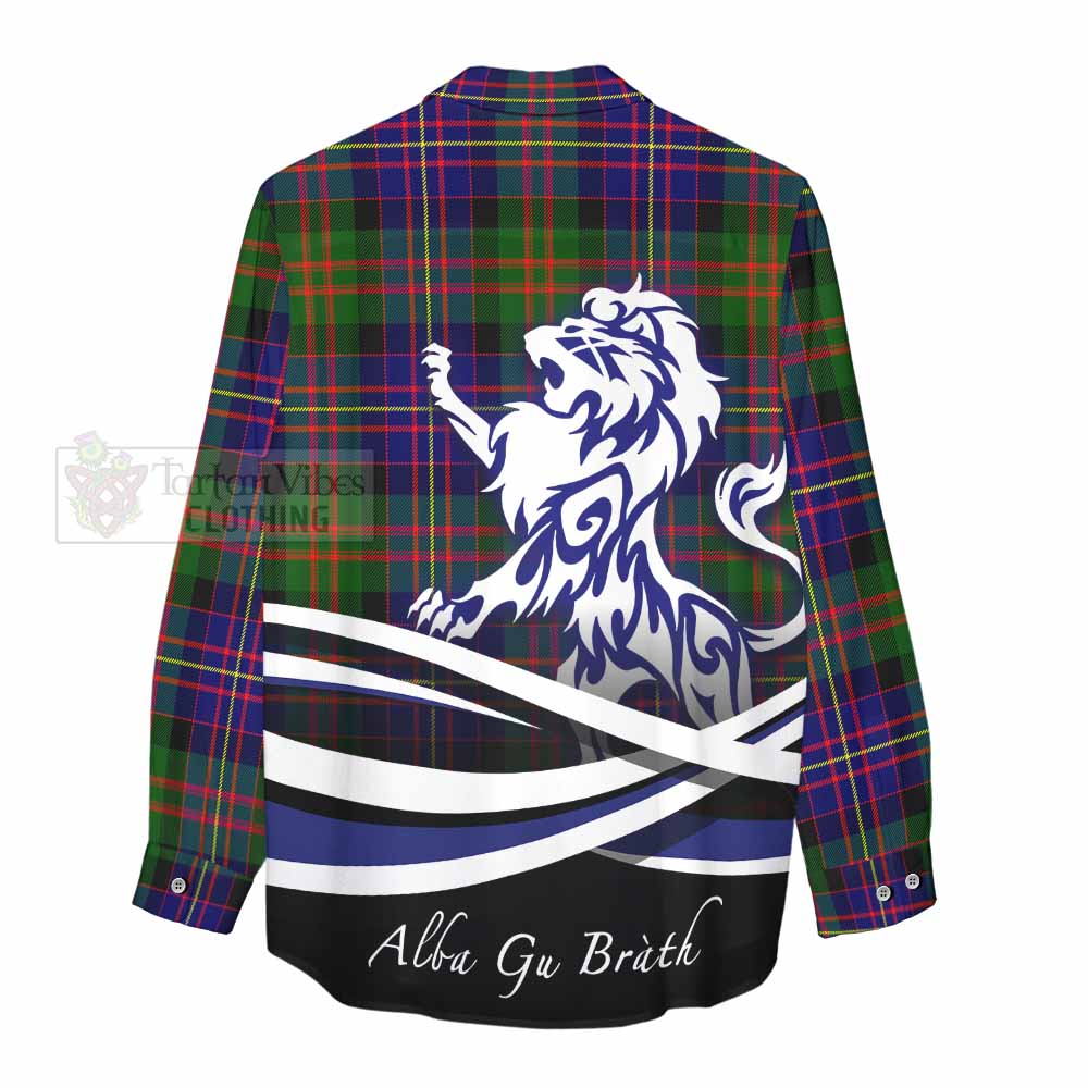 Chalmers Tartan Women's Casual Shirt with Alba Gu Brath Regal Lion Emblem - Tartan Vibes Clothing