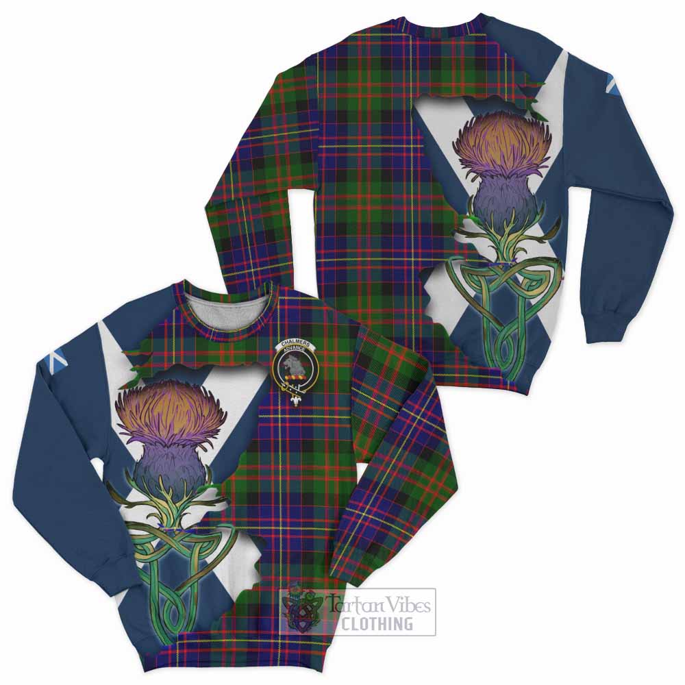 Chalmers Tartan Family Crest Sweatshirt Scottish Thistle Celtic Inspired - Tartan Vibes Clothing